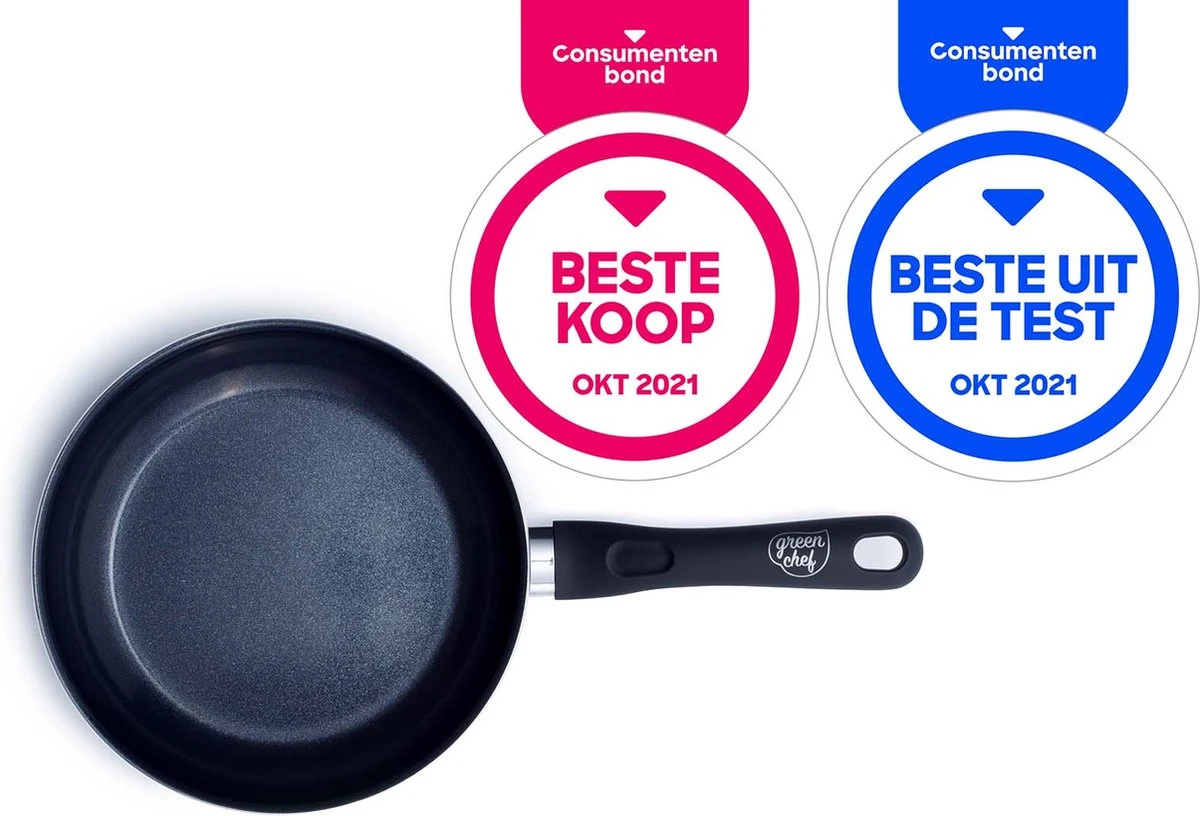 GreenChef Diamond Koekenpannenset Ø 20cm + Ø 28cm - Zwart - Inductie - PFAS-vrij 4 GreenChef Diamond Koekenpannenset Ø 20cm + Ø 28cm - Zwart - Inductie - PFAS-vrij - Afbeelding 4