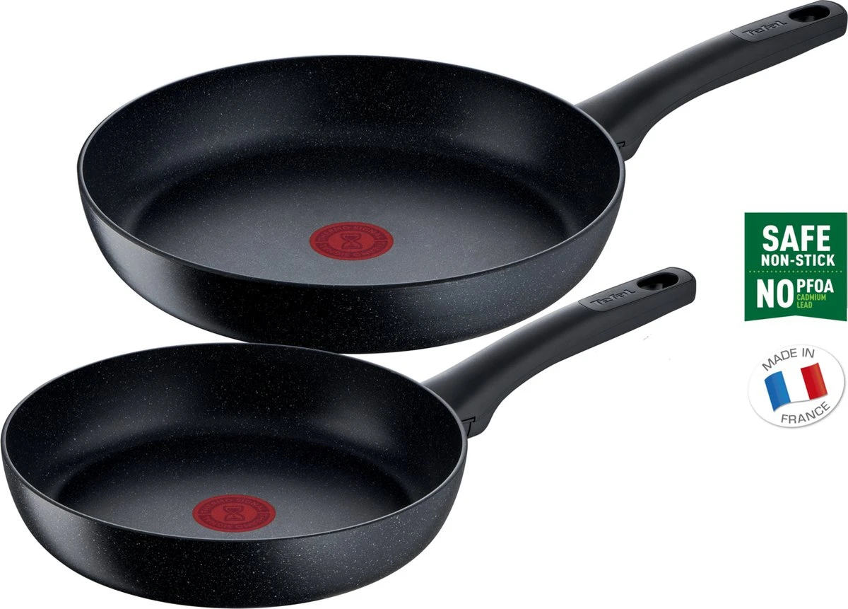 Tefal Black Stone Koekenpannenset - Ø 24/28 Cm 2 Tefal Black Stone Koekenpannenset - Ø 24/28 Cm - Afbeelding 2