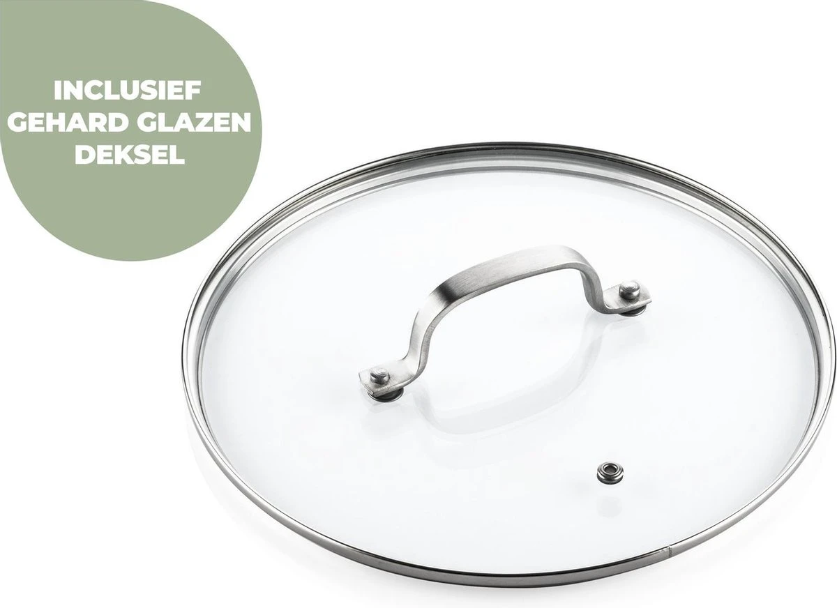 ISENVI Victoria Forged Keramische Wokpan Met Deksel 32CM - RVS Greep 2 ISENVI Victoria Forged Keramische Wokpan Met Deksel 32CM - RVS Greep - Afbeelding 2