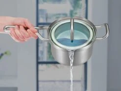 BK Q-linair Master Glas Pannenset - 5-delig - Glazen Deksel - Veilig Afgietsysteem - Inductie -PannenPunt Aanbiedingen Winkel 1200x897