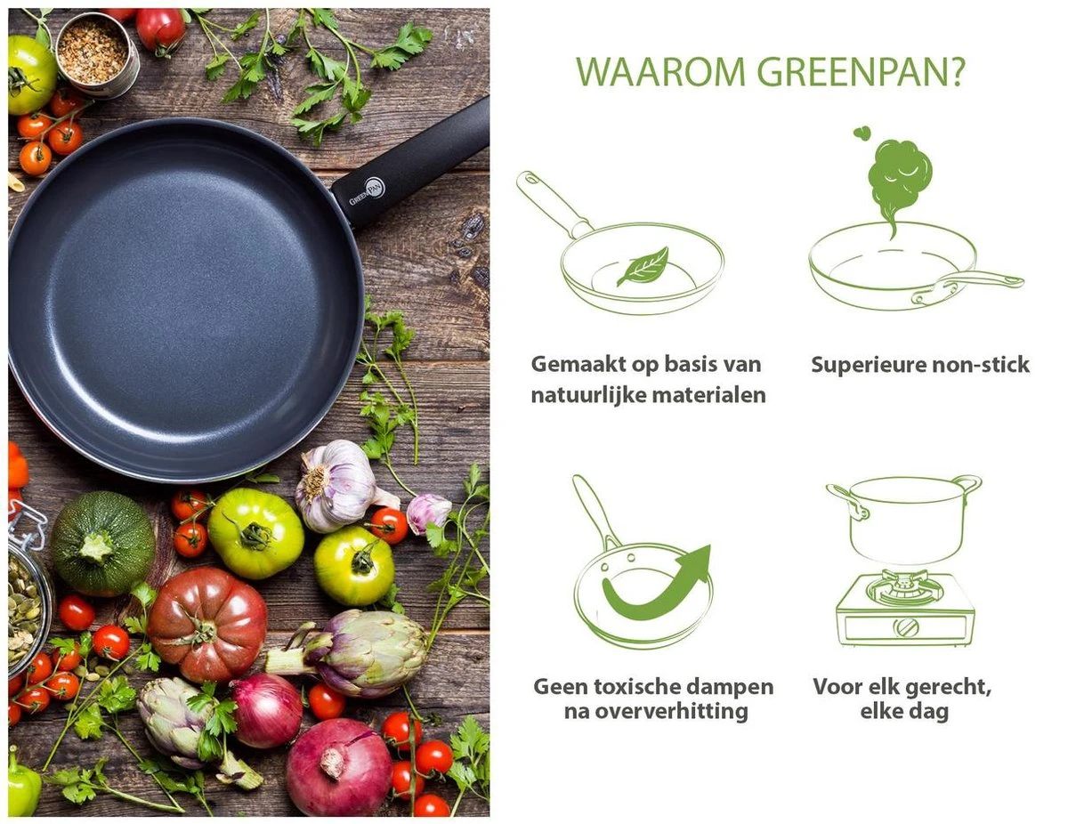 GreenPan Cambridge Wokpan 28cm - Zwart - Inductie - PFAS-vrij 3 GreenPan Cambridge Wokpan 28cm - Zwart - Inductie - PFAS-vrij - Afbeelding 3