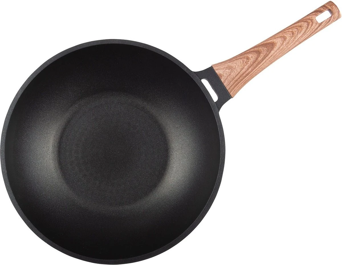 Rosmarino Black Line - Wokpan - Ø30cm - 100% PFAS & PFOA Vrij - Gegoten Aluminium - Non-stick Minerale Coating - Ergonomische Handgreep - Geschikt Voor Alle Warmtebronnen & Vaatwasser 2 Rosmarino Black Line - Wokpan - Ø30cm - 100% PFAS & PFOA Vrij - Gegoten Aluminium - Non-stick Minerale Coating - Ergonomische Handgreep - Geschikt Voor Alle Warmtebronnen & Vaatwasser - Afbeelding 2