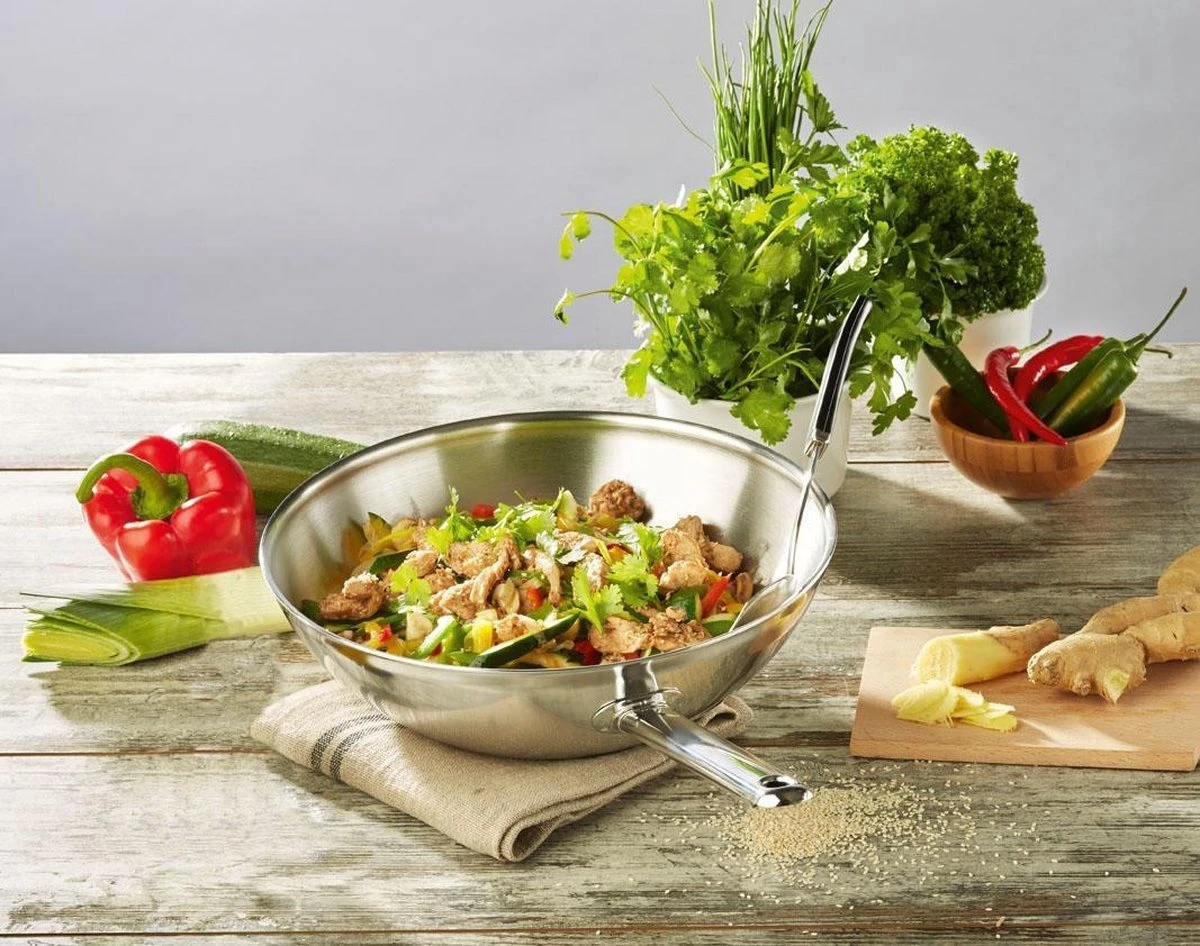 Demeyere Wok - Ø 30 Cm - Vlakke Bodem 2 Demeyere Wok - Ø 30 Cm - Vlakke Bodem - Afbeelding 2