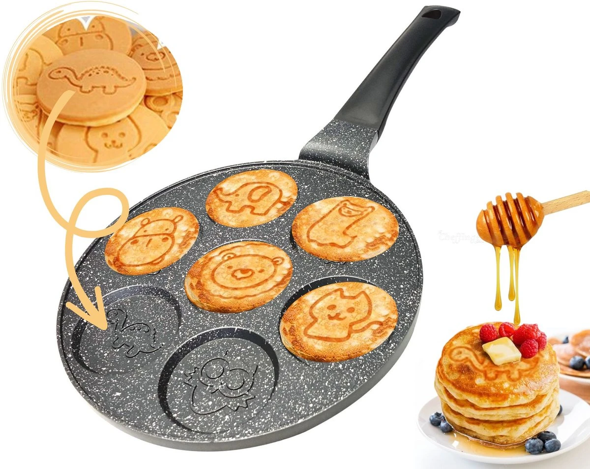 Pancake Pan Met Dierlijke Vormen - Pannenkoekenpan - Crêpemaker - Pancakes Set 1 Pancake Pan Met Dierlijke Vormen - Pannenkoekenpan - Crêpemaker - Pancakes Set