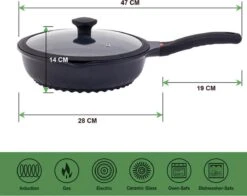Wokpan - Multifunctionele 3 In 1 Pan Met Deksel + Wok + Hapjespan 28 Cm -PannenPunt Aanbiedingen Winkel 1200x953