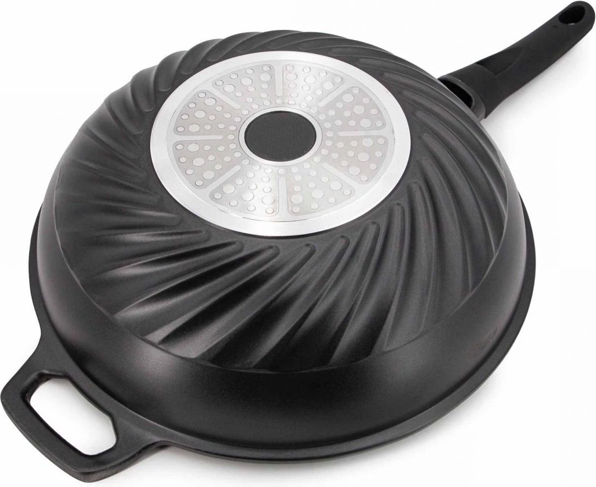Cheffinger Wokpan Met Deksel - 32cm - Zwart - Pan - Keukenaccessoires 2 Cheffinger Wokpan Met Deksel - 32cm - Zwart - Pan - Keukenaccessoires - Afbeelding 2