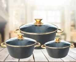 Cheffinger Luxe Braadpannen Set - Rose Gold Line - 6 Delig - Inclusief Deksel - Inductie - 20, 24 & 28CM -PannenPunt Aanbiedingen Winkel 1200x982