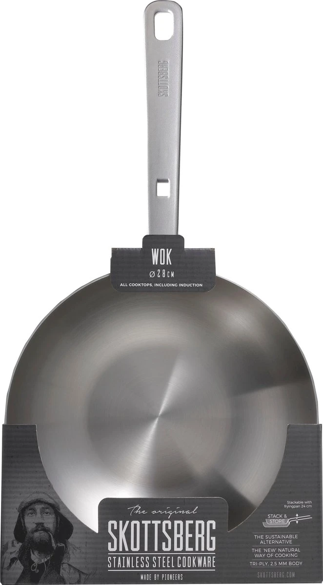 Skottsberg Wok Stainless Steel 28 Cm Roestvrijstaal 8 Skottsberg Wok Stainless Steel 28 Cm Roestvrijstaal - Afbeelding 8