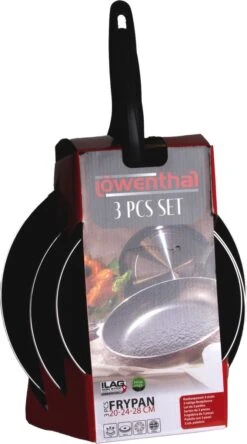 Löwenthal Hoogwaardige Koekenpan Set - 3 Stuks - PFOA Vrije Anti-aanbaklaag - Zwart -PannenPunt Aanbiedingen Winkel 667x1200