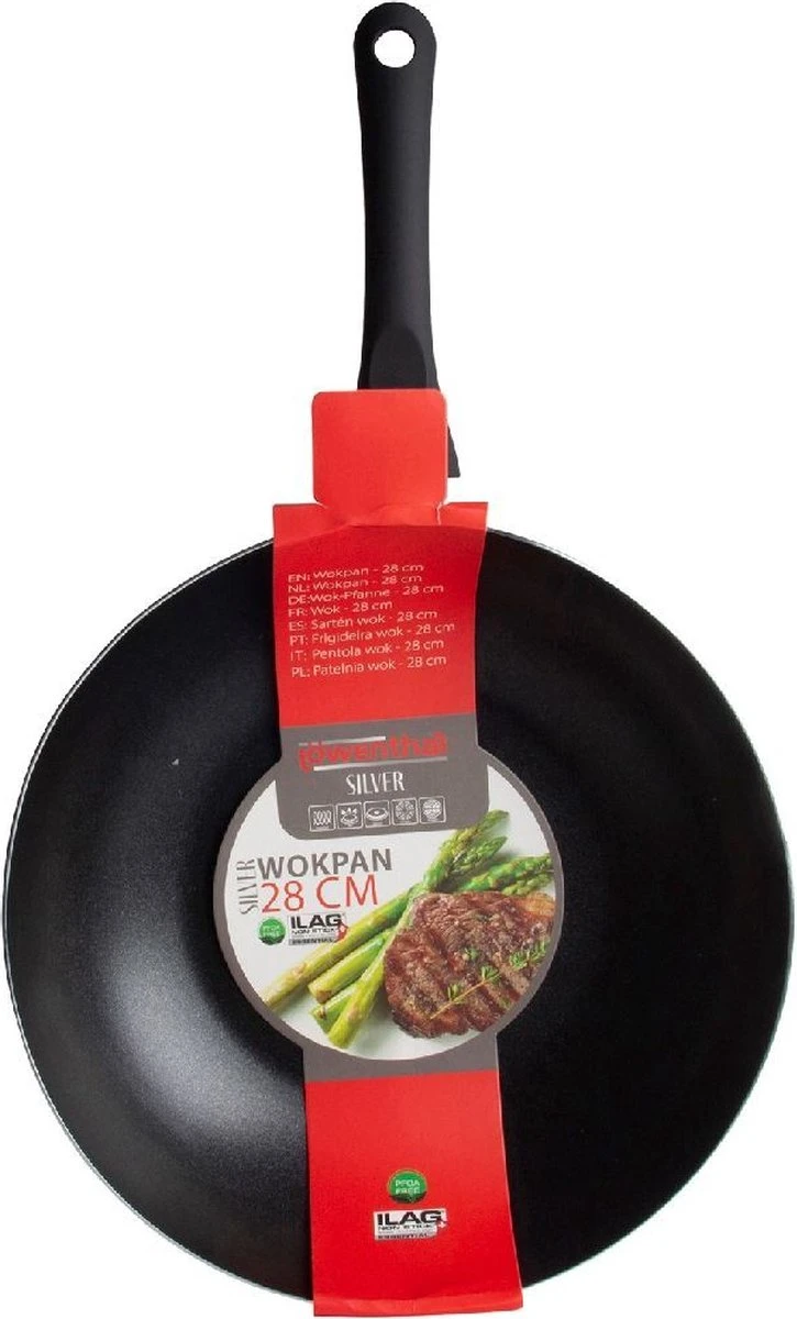 Löwenthal Hoogwaardige Wokpan PRO - Ø 28 Cm - PFOA Vrije Anti-aanbaklaag - Zwart - Chef's Choice 1 Löwenthal Hoogwaardige Wokpan PRO - Ø 28 Cm - PFOA Vrije Anti-aanbaklaag - Zwart - Chef's Choice