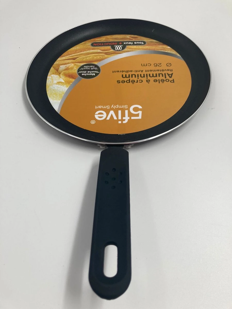 Zwarte Crêpe Pan 26 Centimeter Aluminium Inductiepan - Zwarte Pannenkoekenpan - Pan Met Steel 3 Zwarte Crêpe Pan 26 Centimeter Aluminium Inductiepan - Zwarte Pannenkoekenpan - Pan Met Steel - Afbeelding 3