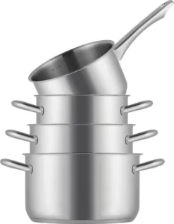 Sola Pannenset Blizz - 4 Delig - Ø Cm - Zilver - RVS - Sandwichbodem -PannenPunt Aanbiedingen Winkel 933x1200