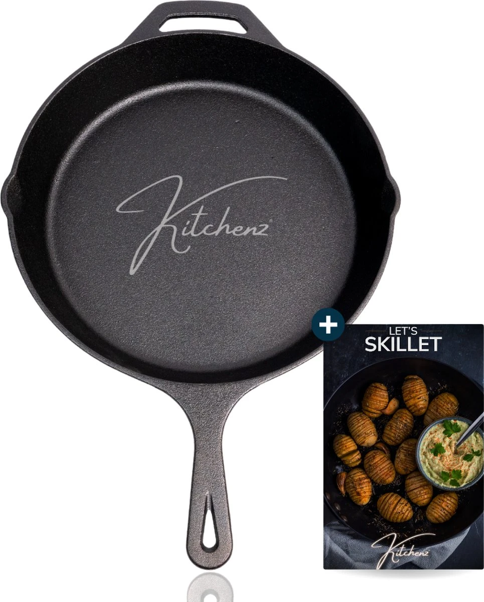 Gietijzeren Pan - Skillet - Koekenpan - BBQ - Koekenpan Inductie - ø32cm - 3.1 KG - Geschikt Voor Alle Warmtebronnen - Inclusief Gratis E-Book 1 Gietijzeren Pan - Skillet - Koekenpan - BBQ - Koekenpan Inductie - ø32cm - 3.1 KG - Geschikt Voor Alle Warmtebronnen - Inclusief Gratis E-Book
