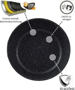 Cheffinger Pannenset - 10 Delig - Marmeren Coating - Inductie - Met Glazen Deksels - Zwart -PannenPunt Aanbiedingen Winkel 993x1200